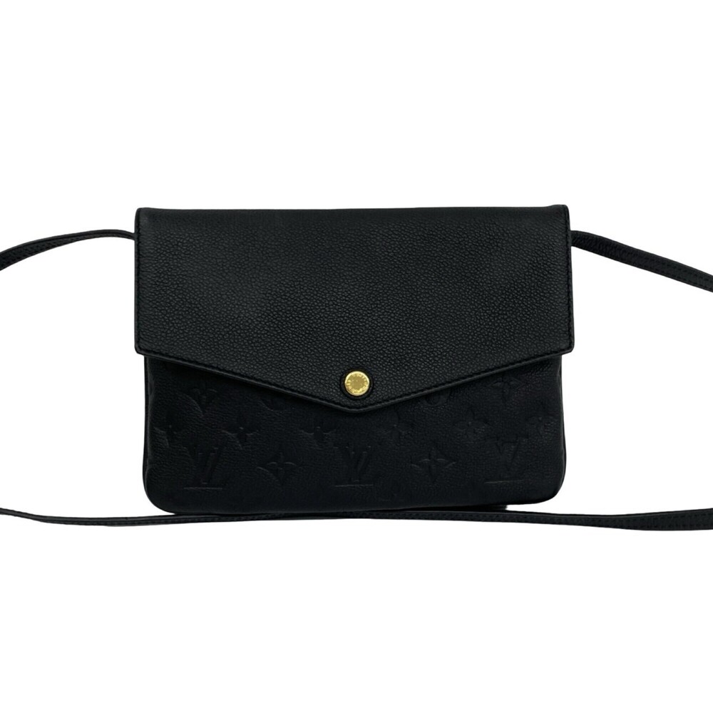 LOUIS VUITTON Twice Monogram Empreinte Leather Shoulder Bag, Black nb2-4